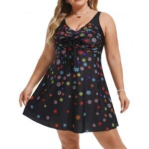 Two Piece Tankini Swimsuit Bathing Suit w/ Shorts (Mini Flowers, 24 Plus)